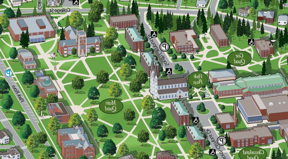 Screenshot of Bowdoin's campus map